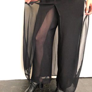 Sheer black chiffon double pants/skirt